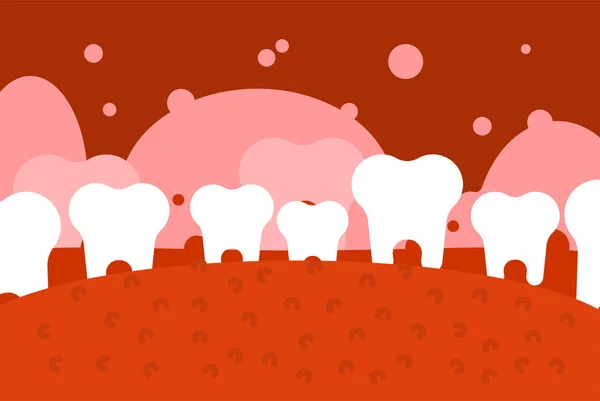 Zubní Krajina Zuby Jazyk Ústa Zuby Fantastický Terén — Stockový vektor