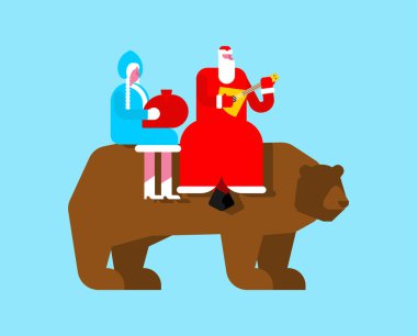 Babası Don ve kar kızlık ayı sürme. Rus Noel Baba. Russi geleneksel yeni yıl