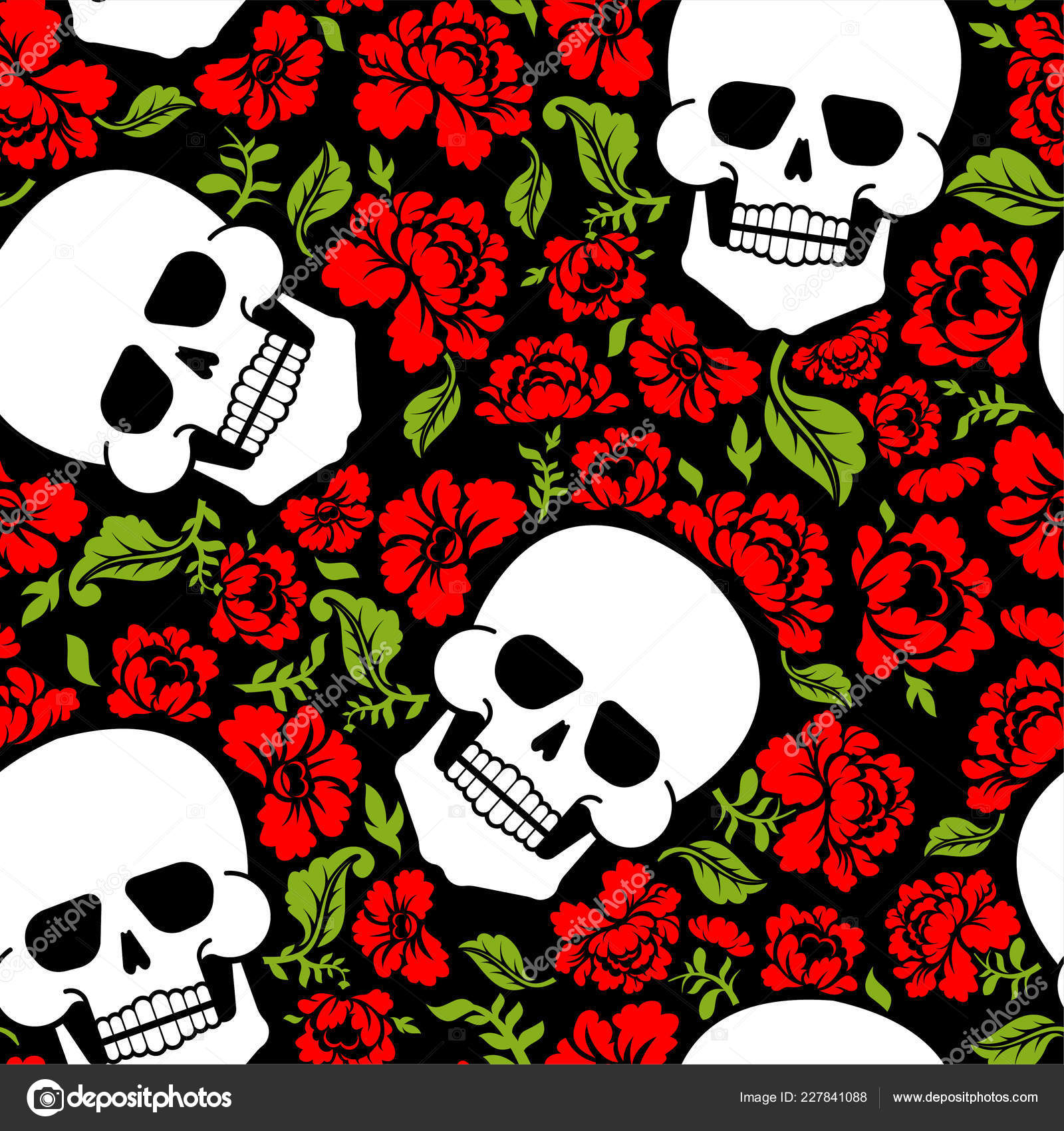 头骨和鲜花的背景