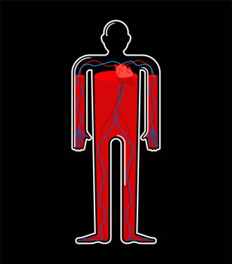 Transparent glass Body and Blood. Body bottle inside Red liquid. Vector illustratio clipart