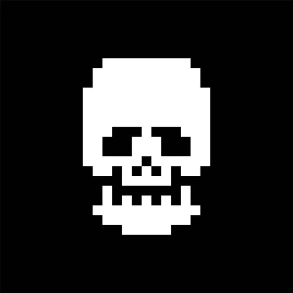 Arte Pixel Crânio Anatomia Óssea Bits Pixelate Sistema Esqueleto Humano — Vetor de Stock