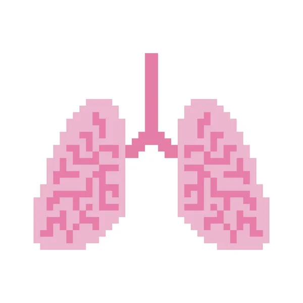 Pixel Art Polmoni Organi Interni Umani Bit Anatomia Pixelate 16Bit — Vettoriale Stock