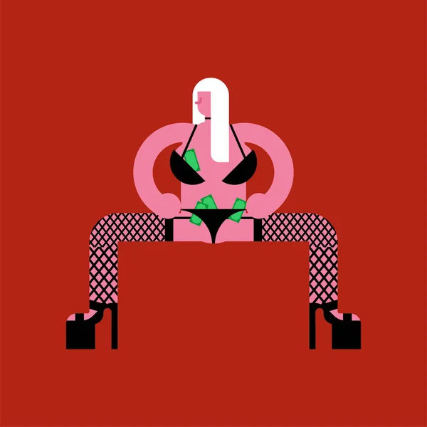 Stripper Geïsoleerd Striptease Danseres Vrouw Vector Illustratio — Stockvector