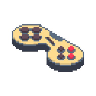 Oyun çubuğu piksel sanat. Gamepad 8 bit. Video oyunu eski okul kumanda kolu