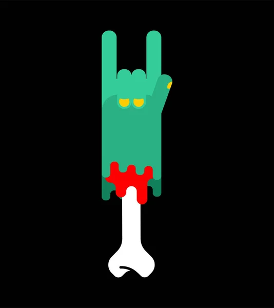 Mano Roca Zombi Aislada Zombies Rock Roll Dedos Firmar Carne — Vector de stock