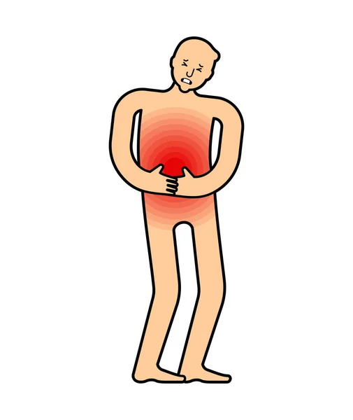 Icono Dolor Humano Signo Persona Enferma Símbolo Humano Enfermo Acurrucarse — Archivo Imágenes Vectoriales