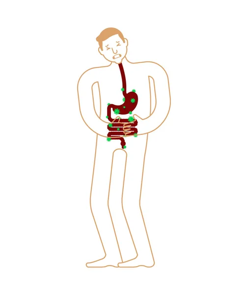 Sick Gastrointestinal Tract Anatomy Human Disease Diseased Internal Organ Aching — Stock Vector