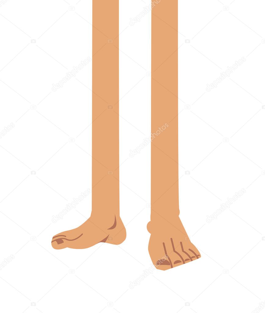 Long men legs isolated. Human pins. feet