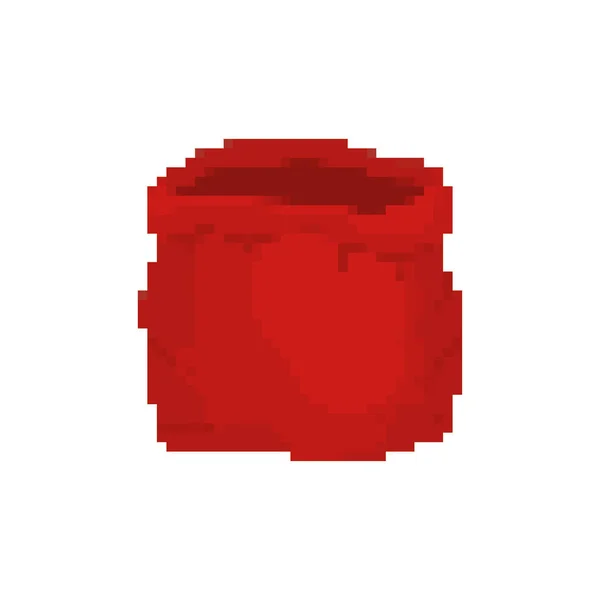 Otevřený Pytel Santa Pixel Umění Červená Velká Taška Bitů Video — Stockový vektor