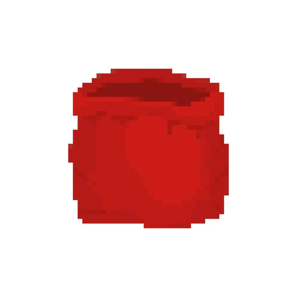 Sac Ouvert Santa Pixel Art Grand Sac Rouge Bits Jeu — Image vectorielle