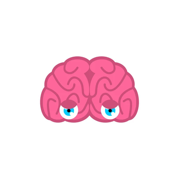 Cerebro Con Ojos Aislados Cerebro Mira Ilustración Vectorial — Archivo Imágenes Vectoriales