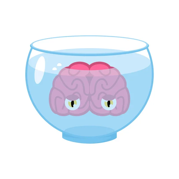 Cerebro Con Ojos Acuario Cerebros Agua Vector — Archivo Imágenes Vectoriales