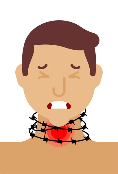 颈部疼痛和带刺的电线 感冒和流感 问题的隐喻和健康的下降 疼痛医疗保健理念 — 图库矢量图片
