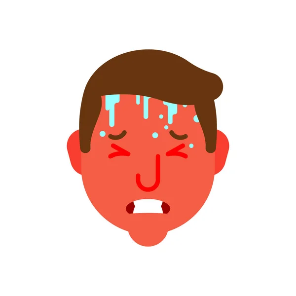 Heat Temperature Epidemic Simpotomy Head Hothead Red Face Sweat Forehead — Stock Vector