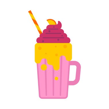 Kremalı muz smoothie. Saman ile milkshake. Kalın meyve içki