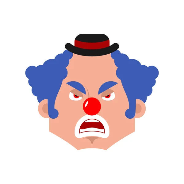 Clown Boos Emotie Avatar Funnyman Kwaad Emoji Harlequin Gezicht Vector — Stockvector