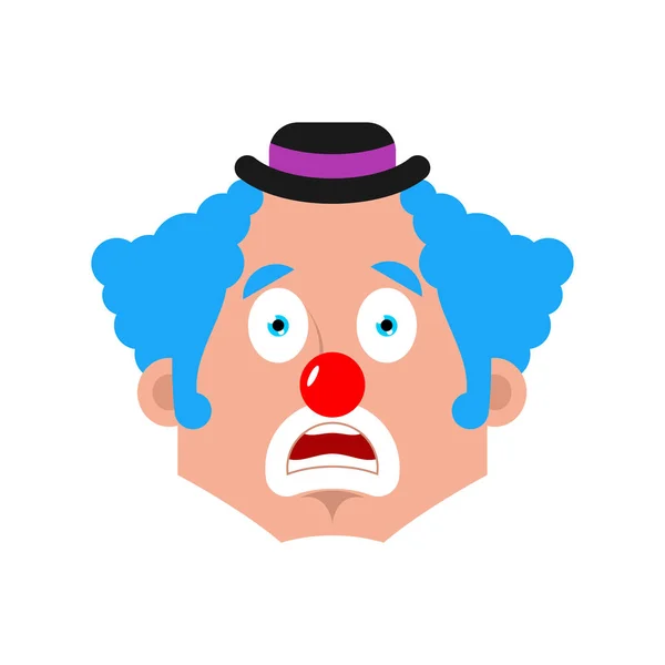 Clown Surprised Emotie Gezicht Avatar Funnyman Open Eyed Emoji Harlequin — Stockvector