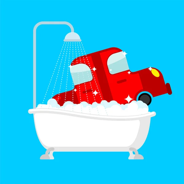 Coche Lavado Baño Lavado Automático Bañera — Vector de stock