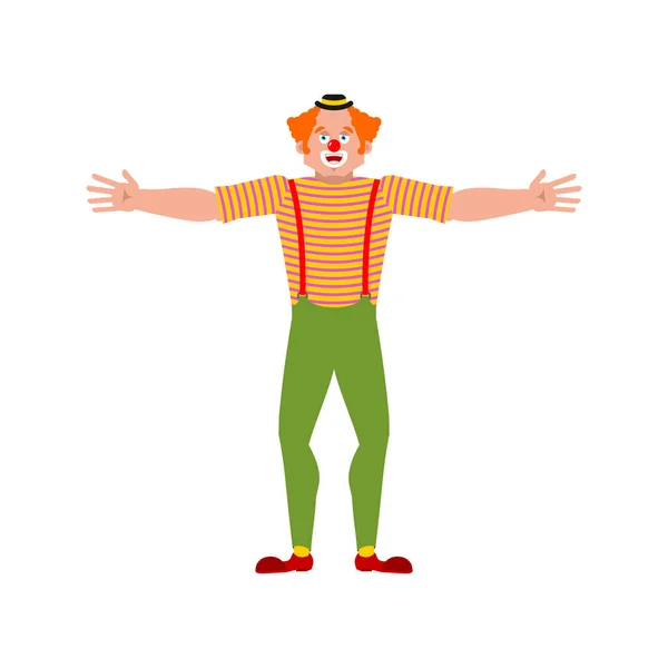 Clown Glad Funnyman Merry Harlequin Vektor Illustratio — Stock vektor