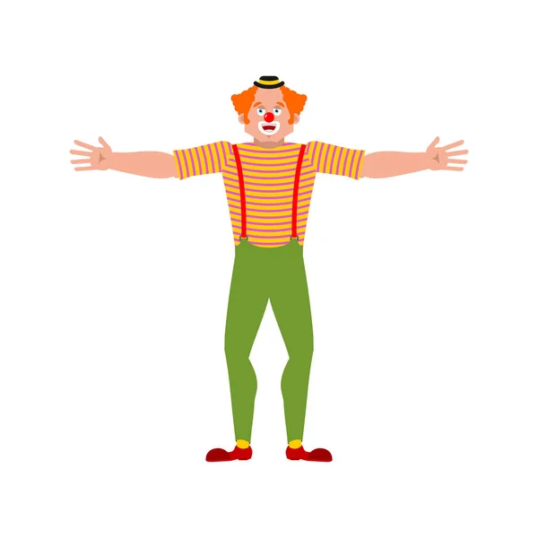 Payaso Feliz Gracioso Alegre Arlequín Vector Illustratio — Vector de stock