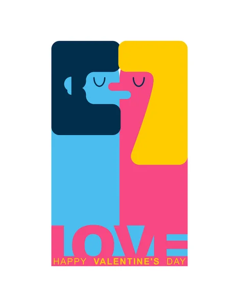 Valentines Day Greeting Card Valentine Card Lovers Man Woman Love — Stock Vector