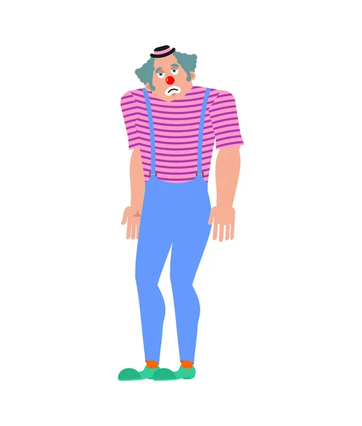 Clown Sorgligt Funnyman Sorgsen Harlequin Ledsen Vector Illustratio — Stock vektor