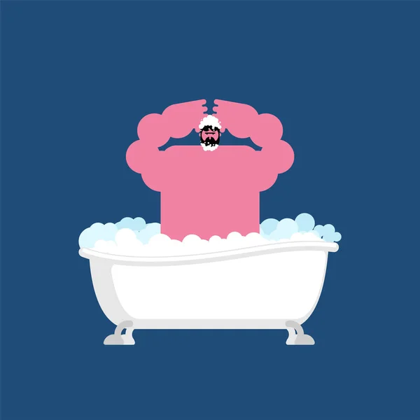 Homme Dans Bain Gars Lave Dans Baignoire — Image vectorielle