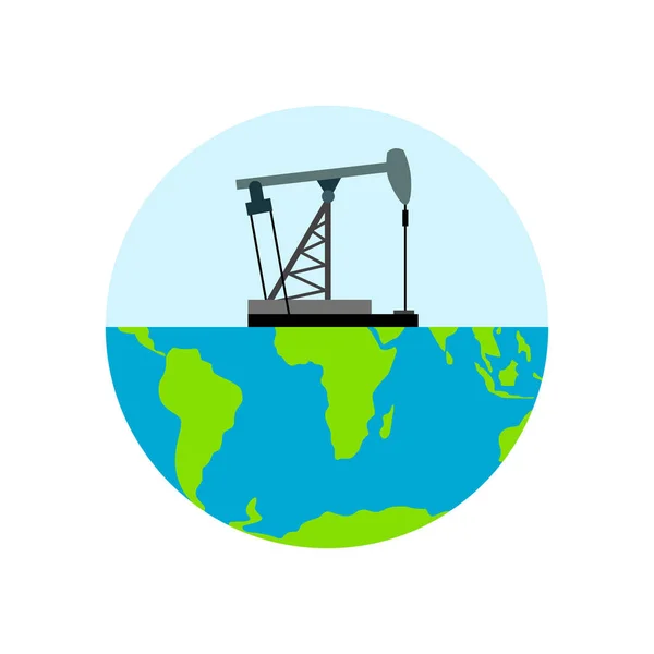 Olja Rigg Och Jorden Planet Oljeproduktion — Stock vektor
