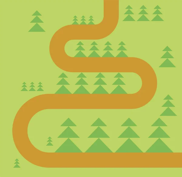 Route Dans Carte Forestière Chemin Forestier Vecteur — Image vectorielle