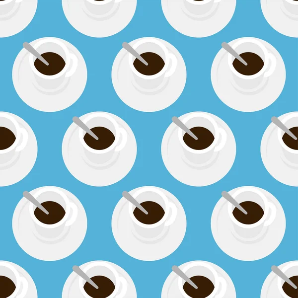 咖啡杯顶视图模式无缝 喝咖啡屋背景 向量例证 — 图库矢量图片