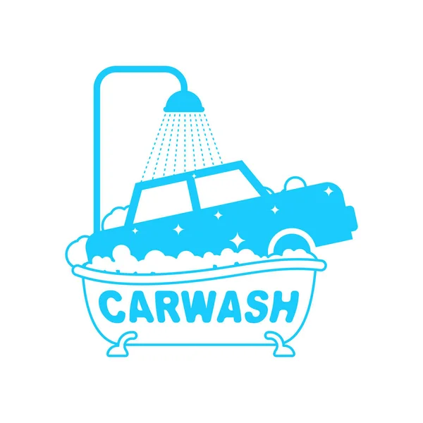 Carwash Logo Auto Bad Auto Wassen Badkuip — Stockvector