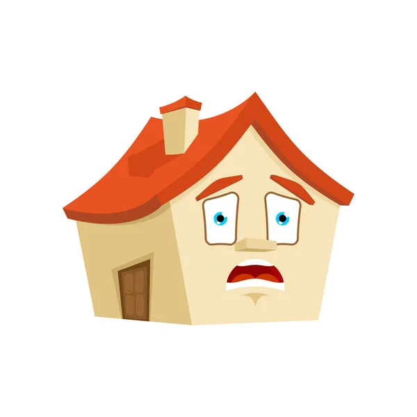 House Omg Emotion Isolated Scared Home Cartoon Style Building Panicked — Stock Vector
