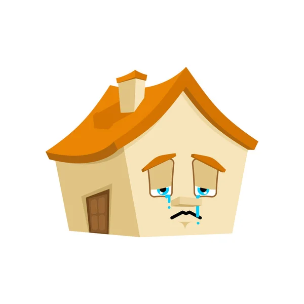 Casa Triste Emozione Isolata Piangere Casa Stile Cartone Animato Costruire — Vettoriale Stock