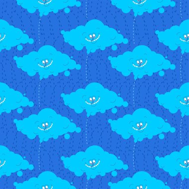 Bulut komik deseni sorunsuz. Neşeli bulutlar arka plan 