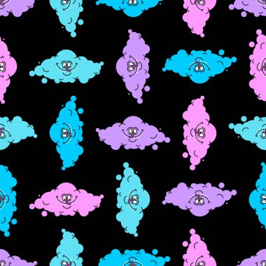 Bulut komik deseni sorunsuz. Neşeli bulutlar arka plan 