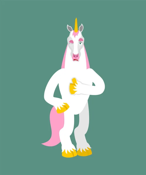 Unicorn Thumbs Winks Magic Horse Happy Emoji Fairy Beast Vector — Stock Vector