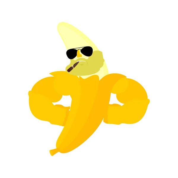 Banana Strong Cool Sério Fruto Poderoso Estrito Ilustração Vetorial —  Vetores de Stock