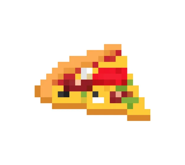 Plak Van Pizza Pixelart Fastfood Bit Video Game Old School — Stockvector