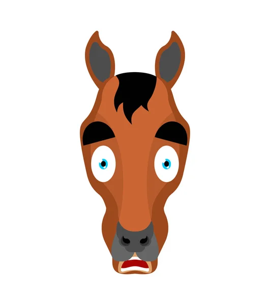 Horse scared OMG emotion. Steed Oh my God emoji. Frightened hoss. Vector illustration