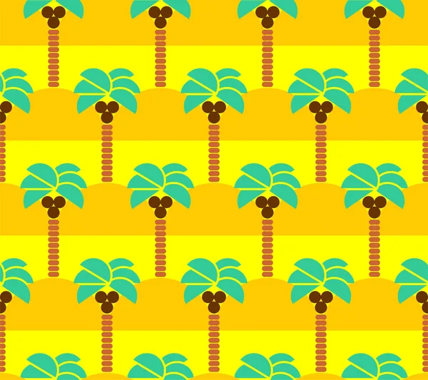 Palm Träd Mönster Sömlös Coconut Träd Bakgrund — Stock vektor