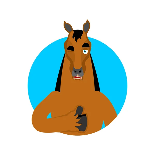 Polegares Cavalo Para Cima Pisca Steed Emoji Feliz Hoss Ilustração —  Vetores de Stock