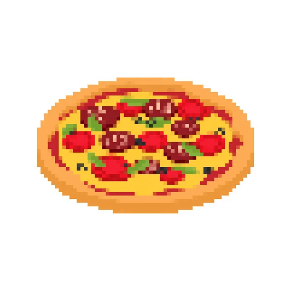 Pizza Pixel Art Fast Food 8Bit Vídeo Game Gráficos Digitais — Vetor de Stock