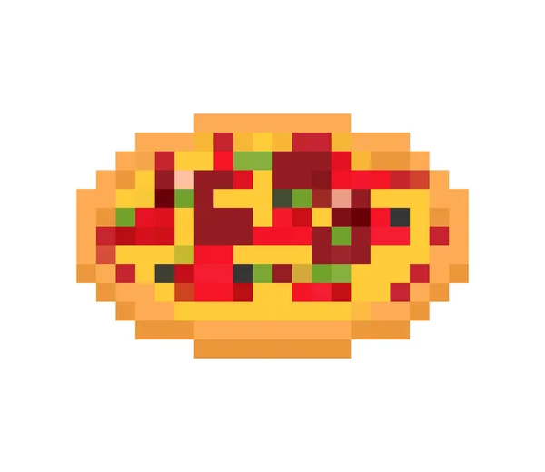 Pizza Pixelart Fastfood Bit Video Game Old School Digitale Afbeeldingen — Stockvector