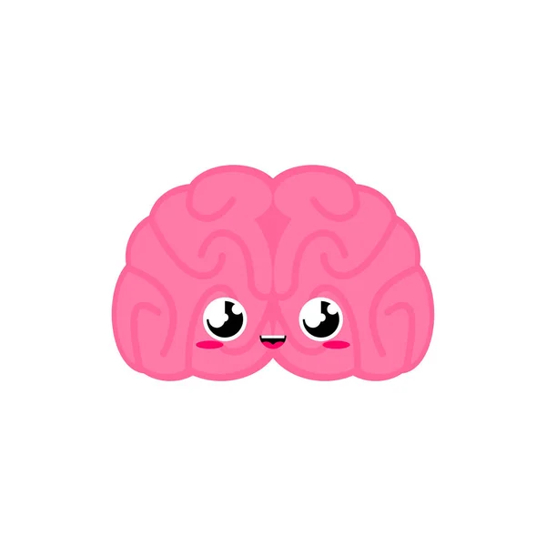 Cérebro Bonito Estilo Desenho Animado Órgão Interno Engraçado Personagem Crianças —  Vetores de Stock