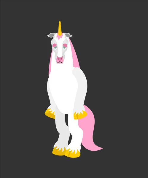 Unicorn Sad Magic Horse Sorrowful Emotions Fairy Beast Dull Vector — Stock Vector