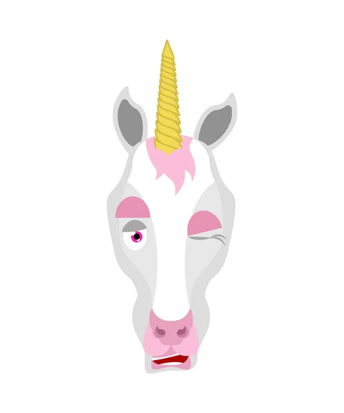Unicorn Mengedip Emoji Kuda Ajaib Yang Bahagia Ilustrasi Vektor Binatang - Stok Vektor