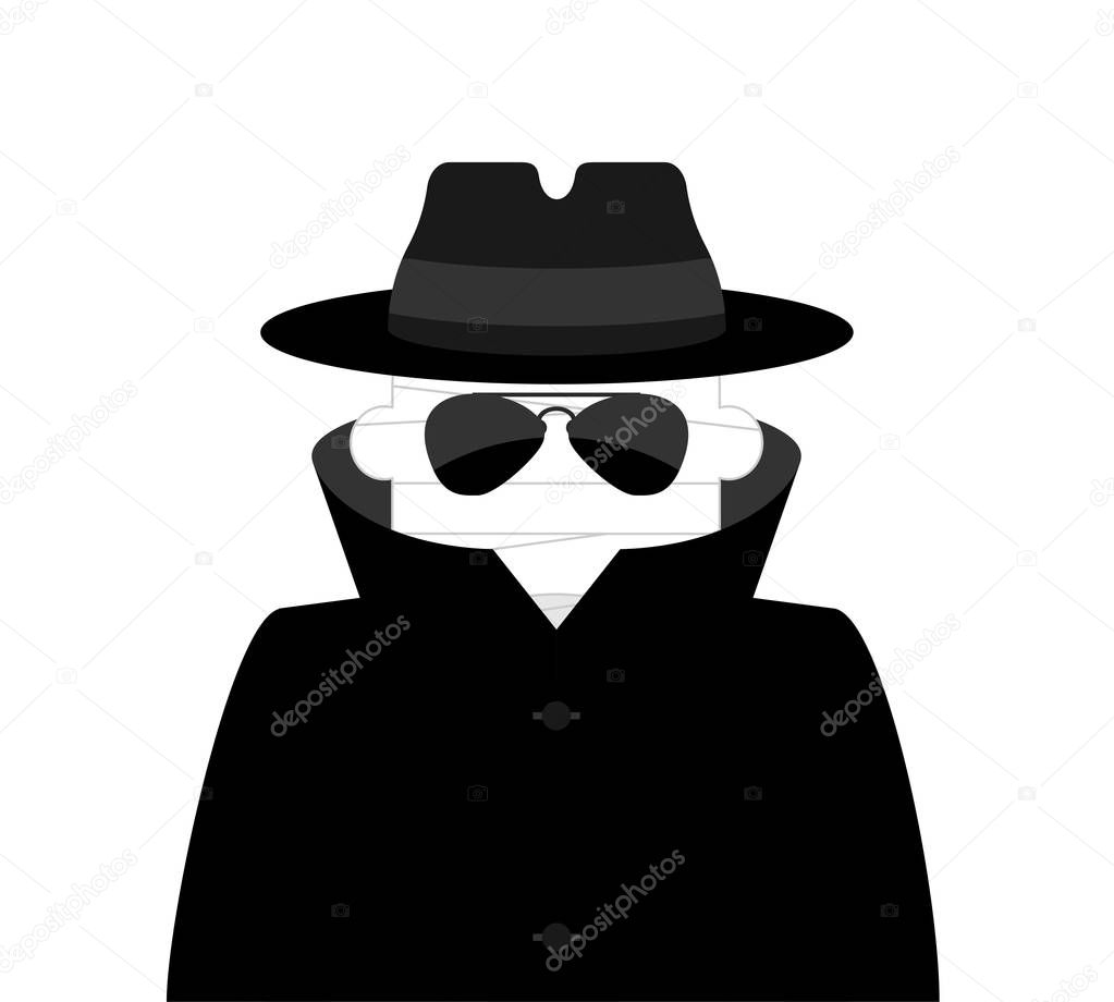 Invisible Man isolated. Invisible in cloak and hat. 