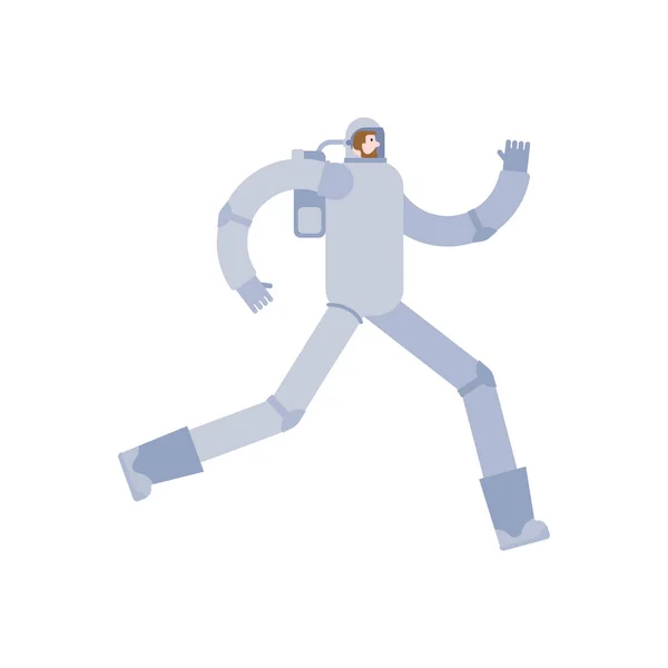 Astronaut runs isolated. spaceman escape. cosmonaut run — Stock Vector