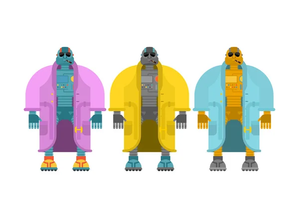 Robot i Coat sæt. Cyborgs topcoat. Fashion robot vektor illustra – Stock-vektor