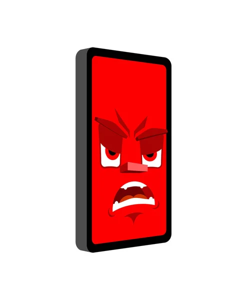 Téléphone émotion en colère isolé. Evil Smartphone Cartoon Style. Gad ! — Image vectorielle